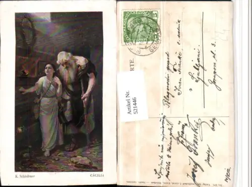 521446,Künstler AK K. Schleibner Cäcilia Blindes Mädchen Mann Stock