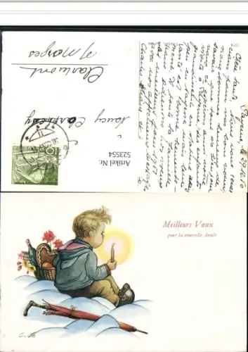 523554,Künstler AK C. St. Kind mit Kerze Korb