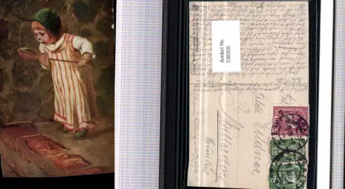 530359,Künstler AK H. Kaulbach Hausmütterchen Kind Mädchen