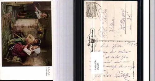 530360,Künstler AK H. Kaulbach Zwei Feinde Kinder