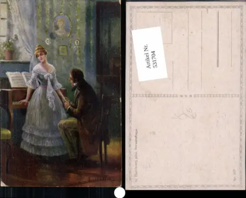 531704,Künstler AK N. Dehlberg Frau Liebe Paar Klavier Musik Herzensfrage