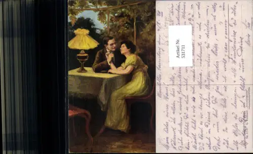 531711,Künstler AK G. Waldauer Frau Liebe Paar Lampe Tischlampe