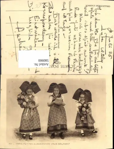 580900,Mädchen Kinder in Tracht Schwalbenschwanz Kuchen Blumen Alsace Elsass