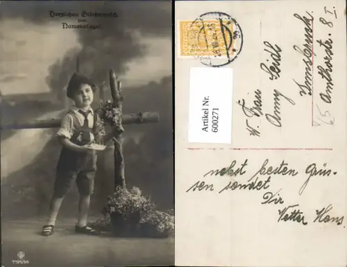 600271,Kind Bub Junge m. Lederhose Tracht Hut Brief Namenstag pub RPH SBW 7195euro96