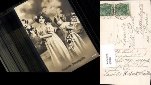 600328,Kind Kinder Mädchen Kleid Lockenkopf Pfingsten Blumen Stempel Iserlohn