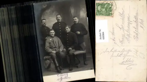 600984,Foto Ak Gruppenbild Männer Anzug Soldaten Militär Knöpfe