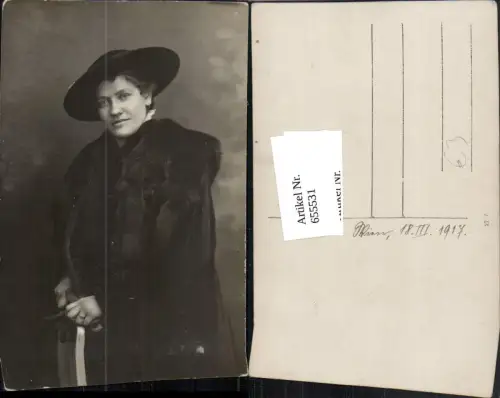 655531,Foto Ak Frau Mode Hut Pelz Pelzmode Handschuhe Portrait