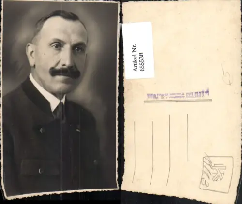 655538,Foto Ak Mann in Anzug Bart Schnauzer Portrait