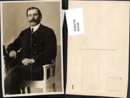 655540,Foto Ak Mann in Anzug Bart Schnauzer Portrait