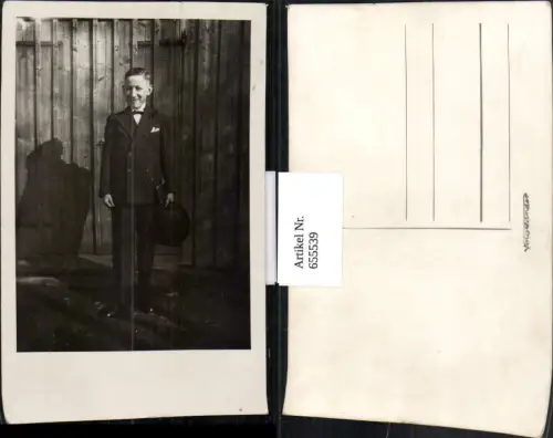 655539,Foto Ak Junger Mann Bub Junge Anzug Hut Kommunion