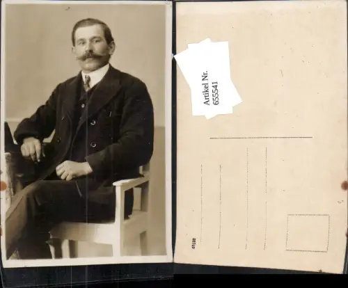 655541,Foto Ak Mann in Anzug Bart Schnauzer Portrait