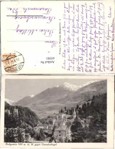 65581,Badgastein g. Gamskogel Hotels und Ort 1927