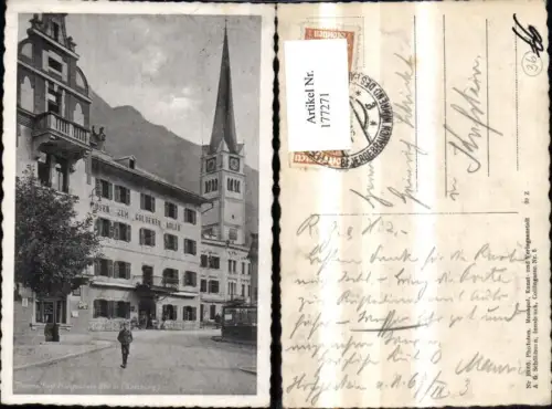 177271,Bad Hofgastein Strassenansicht m. Moser z. Goldenen Adler m. Bub Jungen Kirche