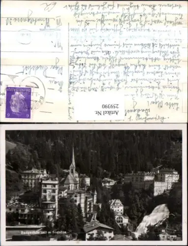 259390,Badgastein Bad Gastein Teilansicht Kirche Wasserfall