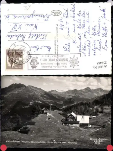 259488,Radstädter Tauern Südwienerhütte Berghütte geg. d. Kalkspitze Bergkulisse