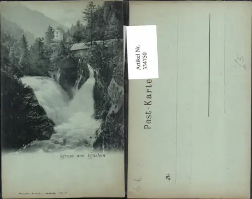 334750,Litho Gruß aus Gastein Wasserfall