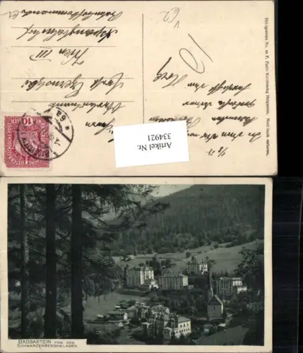 334921,Badgastein Bad Gastein Teilansicht von d. Schwarzenberganlagen pub F. Fuchs 20