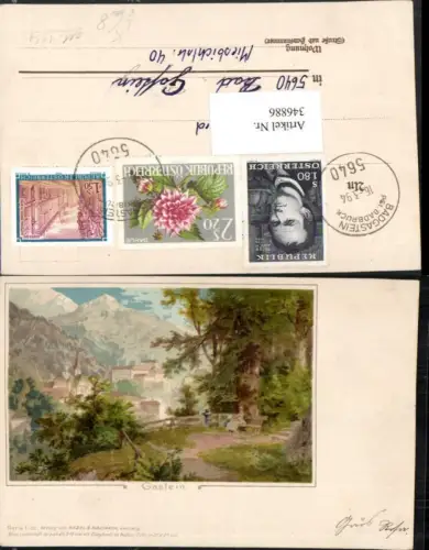 346886,Künstler Litho Bad Gastein Teilansicht Bergkulisse pub Wezel e Naumann 12 gel. 1994