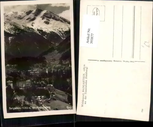 393877,Badgastein Bad Gastein Totale m. Radhausberg Bergkulisse