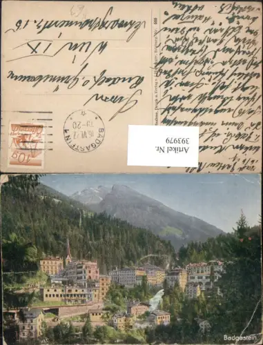 393979,Künstler AK Badgastein Bad Gastein Teilansicht Bergkulisse