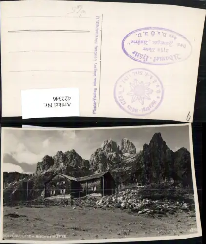 422346,Hofpürglhütte Berghütte b. Filzmoos m. Bischofsmütze Bergkulisse pub Max Mayer 215