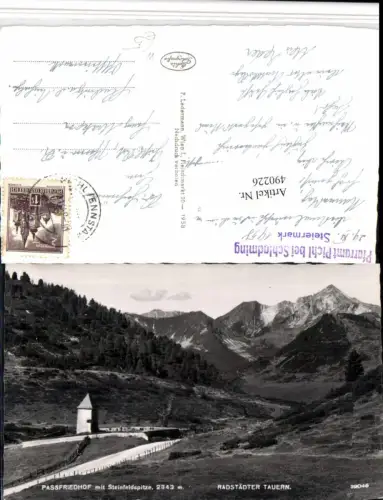 490226,Passfriedhof b. Radstadt m. Steinfeldspitze Bergkulisse