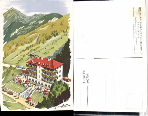 497766,Künstler AK Schroffner Bad Gastein Schillerhof Hotel