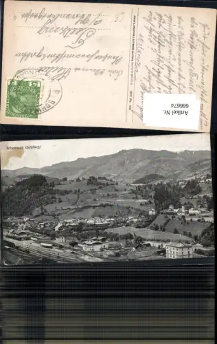 666674,Schwarzach im Pongau Totale mit Bahnhof Eisenbahn