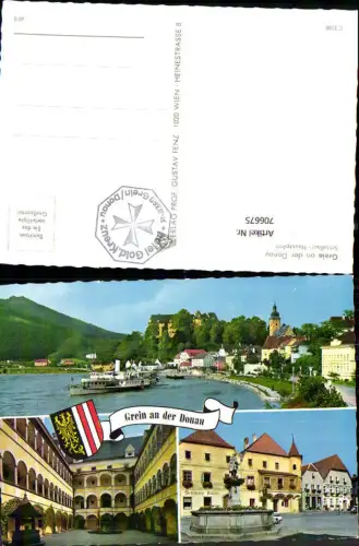 706675 Mehrbild AK Grein a. d. Donau Schlosshof Hauptplatz Schiff Dampfer