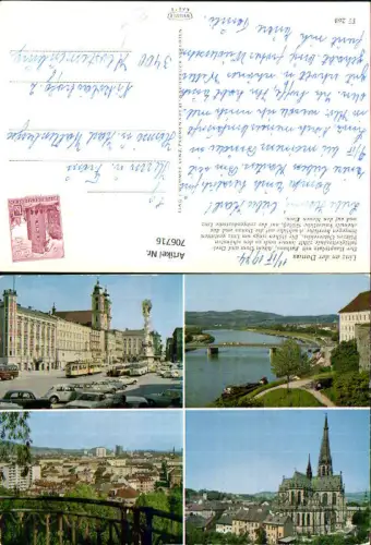 706716 Mehrbild AK Linz a. d. Donau VW Käfer Hauptplatz Straßenbahn Brücke