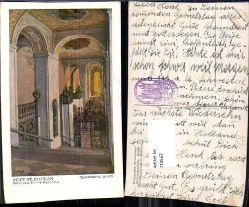 710567 Künstler AK K. Hayd Stift St Florian b. Linz Stiegenhaus