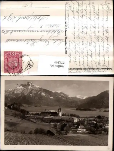 279349,Mondsee Totale m. d. Schafberg Bergkulisse pub F. E. Brandt 0106
