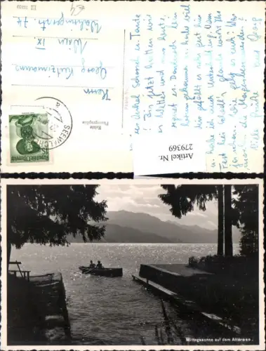 279369,Mittagssonne auf d. Attersee See Ruderboot Boot Bergkulisse