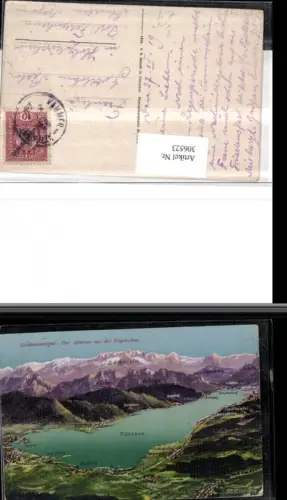 306523,Attersee aus d. Vogelschau St. Georgen Nussdorf Seefeld Steinbach pub F. E. Brandt 1300