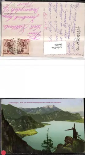 306526,Blick v. Brennerriesensteig auf d. Attersee u. Schafberg Bergkulisse pub F. E. Brandt 1035