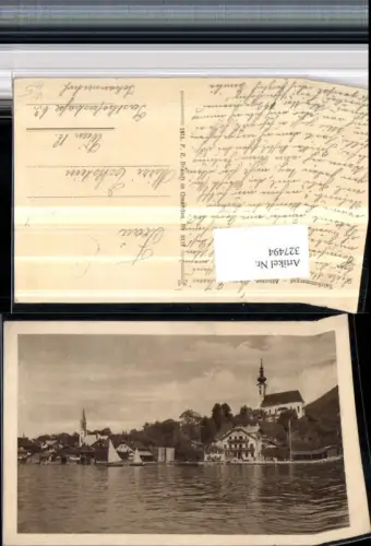 327494,Attersee am Attersee Teilansicht Kirche Segelboote pub F. E. Brandt 0117
