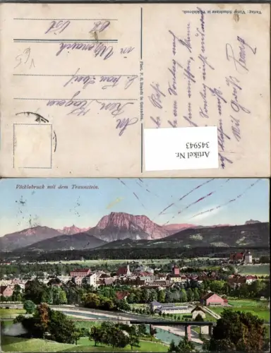 345943,Vöcklabruck Totale m. Traunstein Bergkulisse pub F. E. Brandt