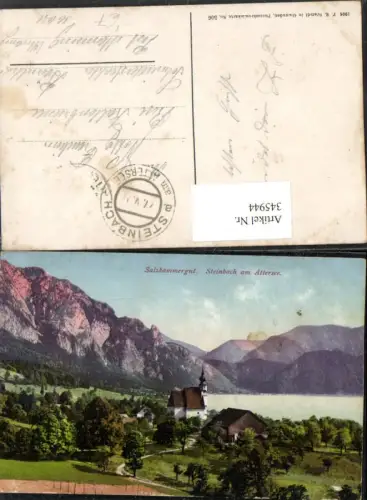 345944,Steinbach am Attersee Kirche Bergkulisse pub F. E. Brandt 506
