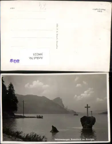 399225,Kreuzstein am Mondsee Partie Bergkulisse pub F. E. Brandt
