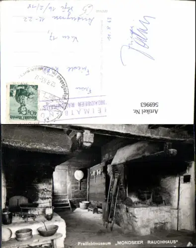569963,Foto Ak Mondsee Freilichtmuseum Mondseer Rauchhaus Rauchküche Kamin