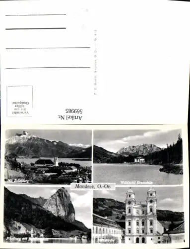 569985,Mehrbild Ak Mondsee Waldhotel Kreuzstein Stiftskirche pub F. E. Brandt 416