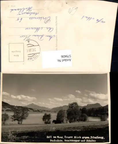 579436,Foto Ak Zell a. Moos Irrsee Blick geg. Schafberg Dachstein Drachenwand