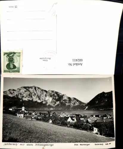 602411,Foto Ak Unterach Attersee m. Höllengebirge pub Gastberger 42a