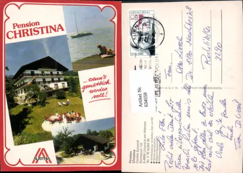 634559,Mehrbild Ak Unterach a. Attersee Pension Christina Segelboot