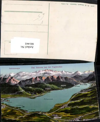 661441,Lagekarte Attersee Vogelschau Seewalchen am Attersee pub F. E. Brandt 1300c