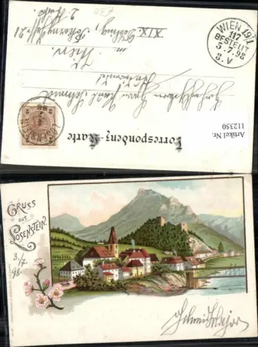 112350,Tolle seltene Litho Gruss aus Losenstein 1898