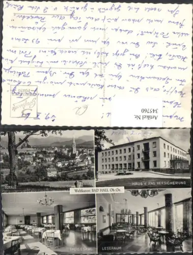 345760,Bad Hall Totale Haus d. Versicherung Leseraum Speisesaal Mehrbildkarte
