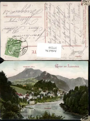377210,Gruß aus Losenstein Totale m. Ruine Fluss Bergkulisse