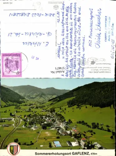 574671,Gaflenz Totale m. Wappen pub Alpina Luftbild