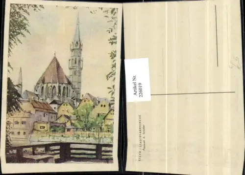 226019,Künstler AK A. Scholler Steyr Stadtpfarrkirche Kirche Aquarell